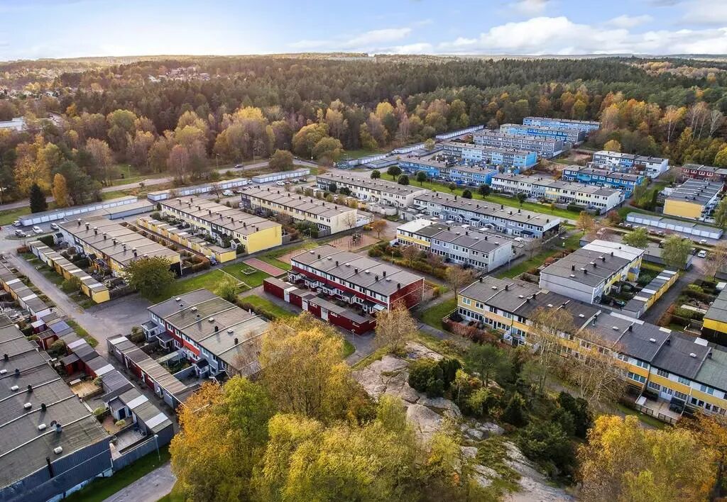 Flygfoto över Grinnekullens bostadsområde